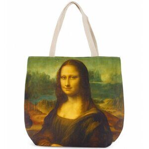Mona Lisa Artwork Women's Beige Canvas Shoulder Tote Bag